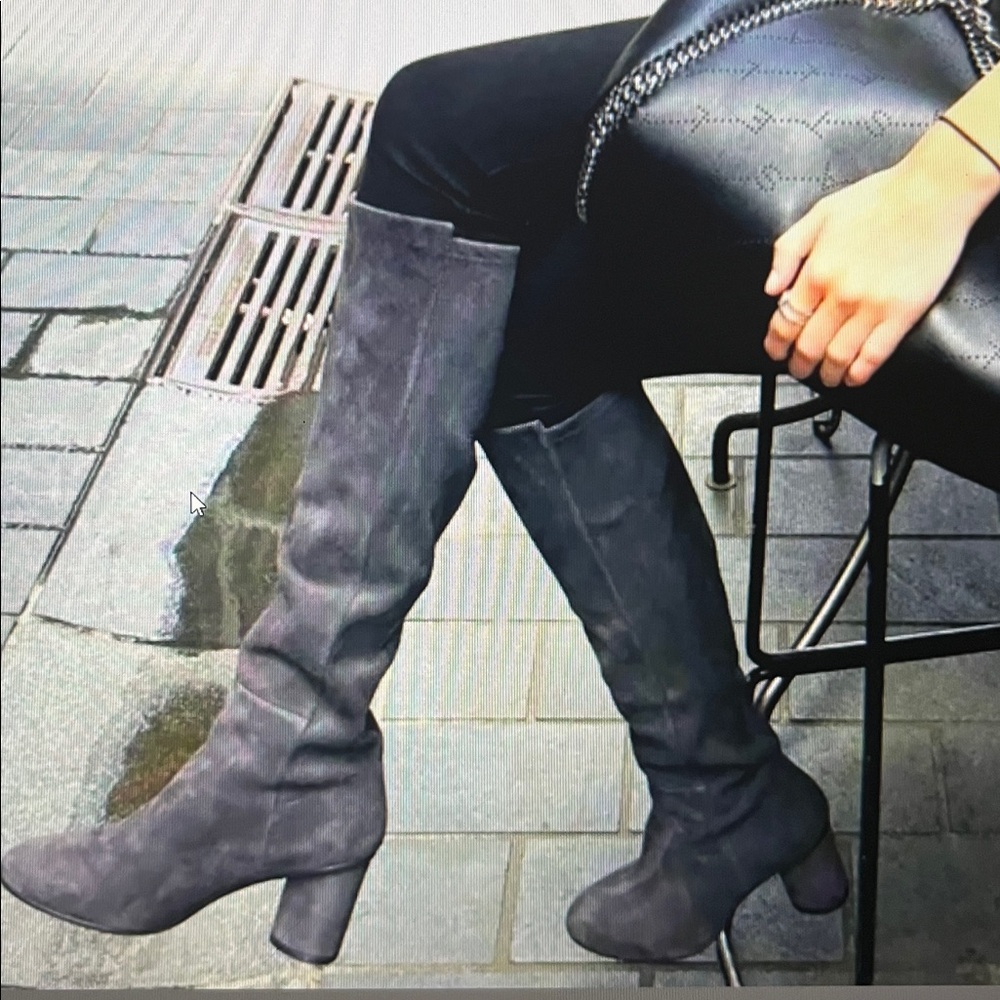 Stuart Weitzman Eloise Asphalt Suede Heeled Boots - Picture 7 of 15